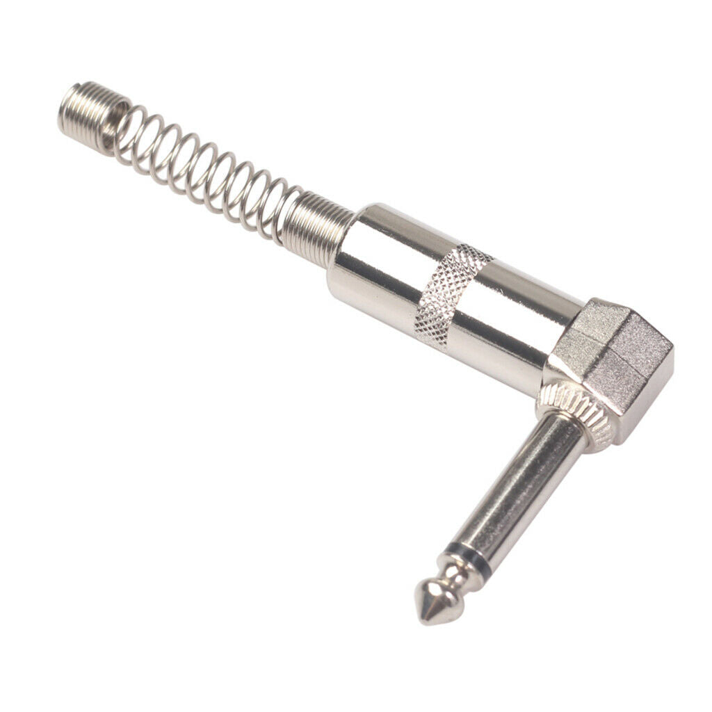 2Pieces Zinc Alloy L Shape 6.35mm Mono DIY Solder Plug For Guitar Mic Audio