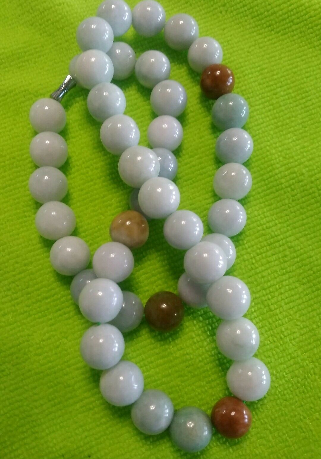 10mm Certified Green Yellow 100% Natural A JADE JADEITE Bead Beads Necklace AAA
