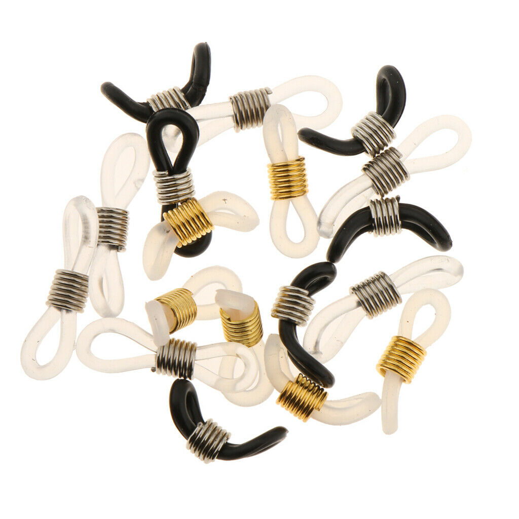 18pcs Clear And Black Rubber Ends Connector for Eyeglass Chain/Holder 25x5mm