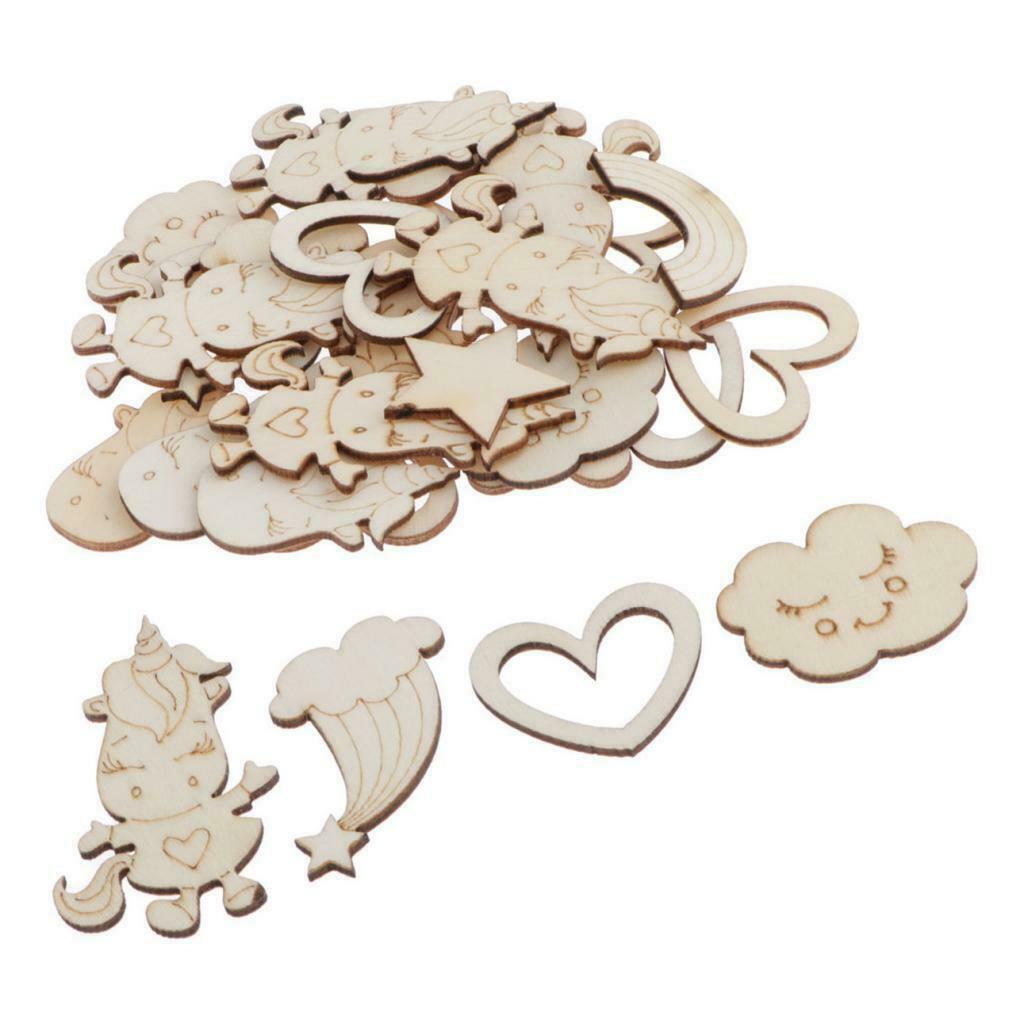 30pcs Wooden Cutouts Heart Shapes Wood Crafts Ornaments Wedding Decorations
