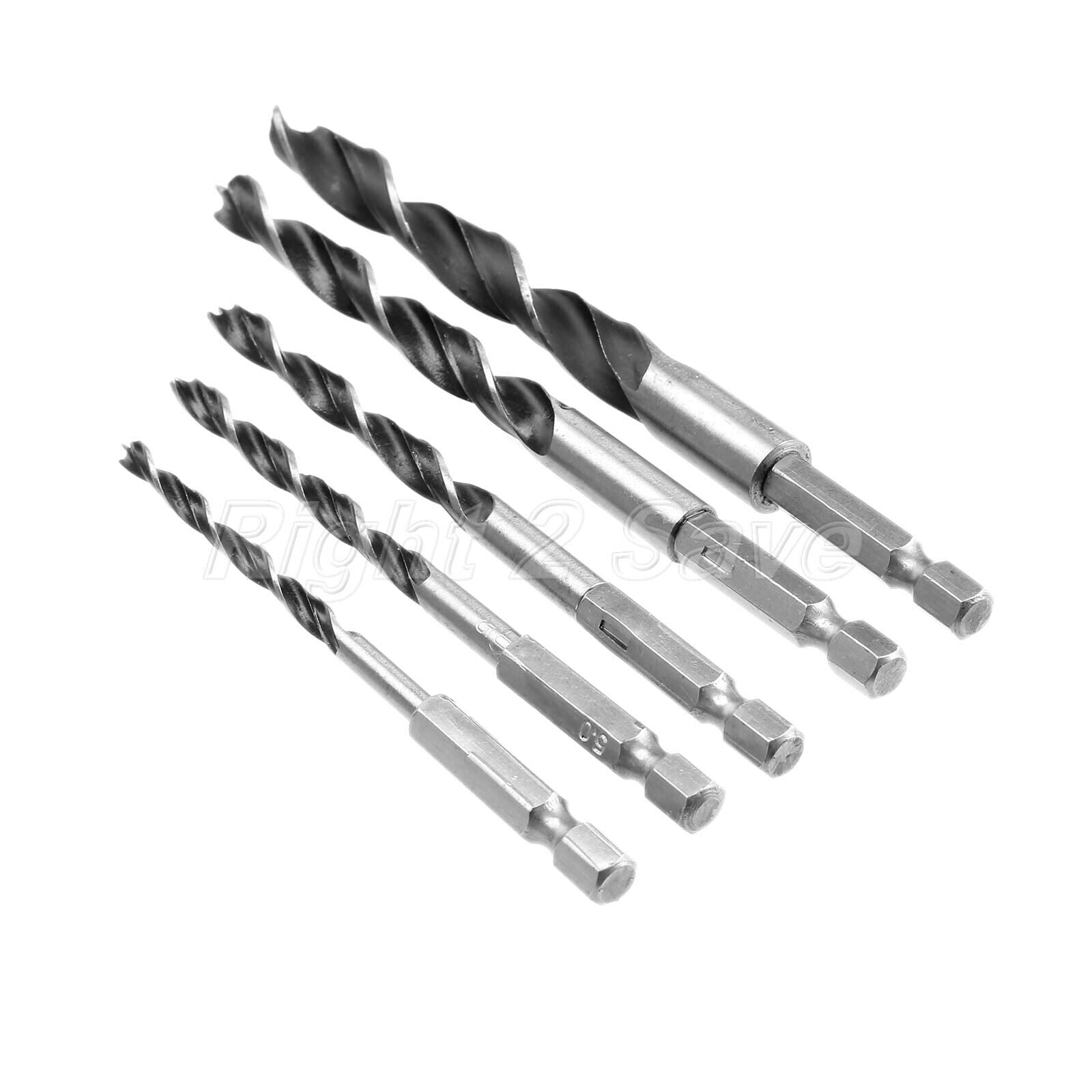5pc 4mm-10mm Wood Screw Chamfer Countersink Drill Bit Woodworking Tool Hex Shank