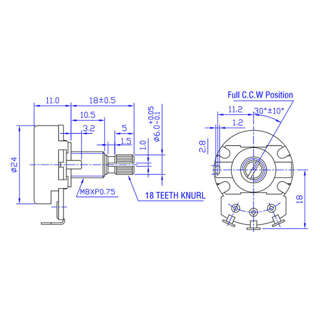 Electric Guitar Potentiometer Volume Tone Pots Long Split Shaft 18mm