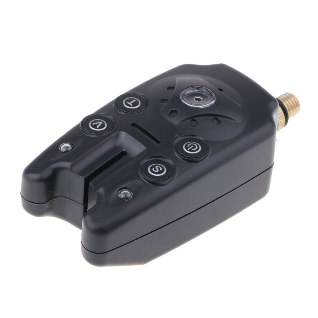 2X Fishing Bite Alarm Indicator Sound Light Alert Fishing Rod Holder Black