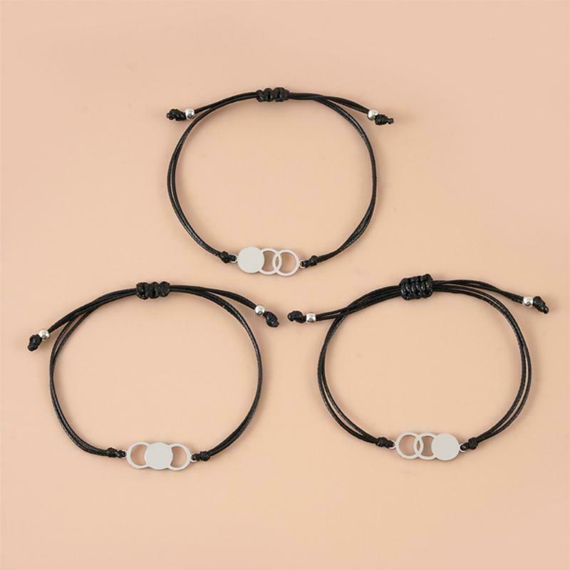 Handmade Friendship Bracelets Stainless Steel Charms Bracelet Adjustable Strings