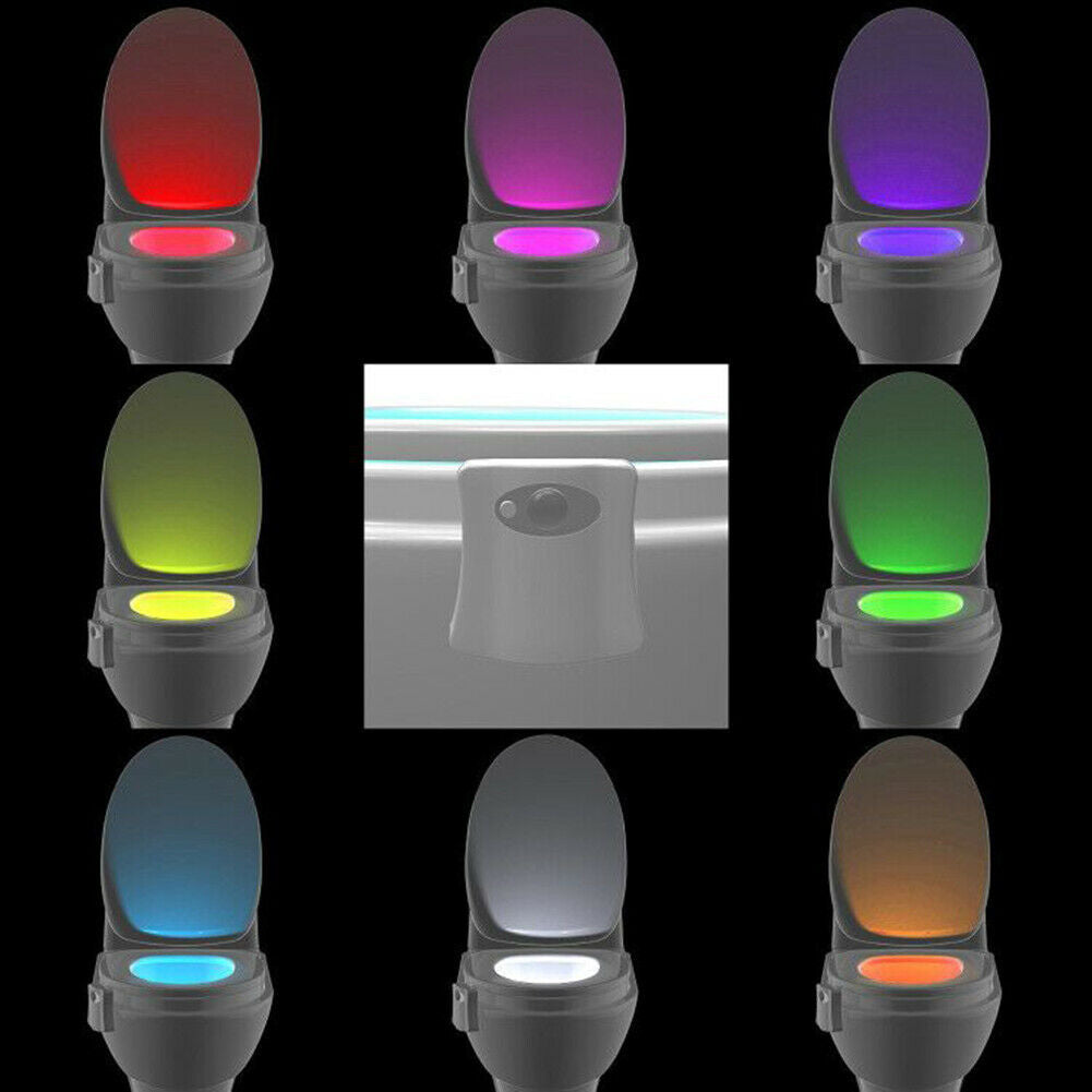 Toilet Night Light 8 Color LED Motion Activated Sensor Bathroom Toliet Bowl Lamp
