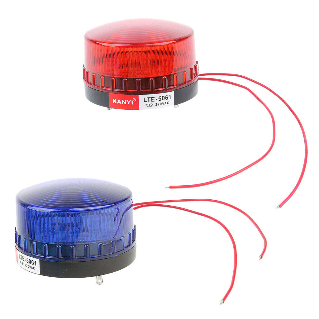 2PCS 220V Red & Blue Emergency LED Strobe Signal Warning Light Beacon