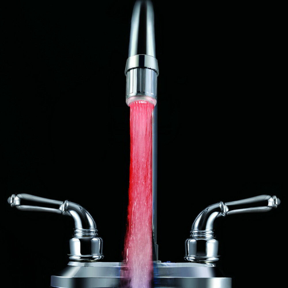 Magical 3 Color Sensor LED Light Water Faucet Tap Temperature For Bathroom Hot