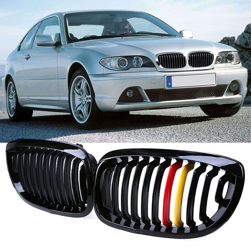 Front Kidney Grilles ABS Gloss Black For BMW E46 330Ci 325Ci M3 Coupe 2003-2006