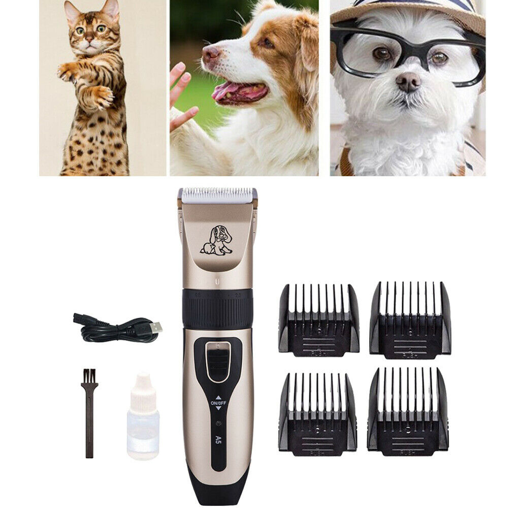 2Set Dog Shaver Clippers USB Pet Hair Trimmer 5-gear Blades for Dogs & Cats