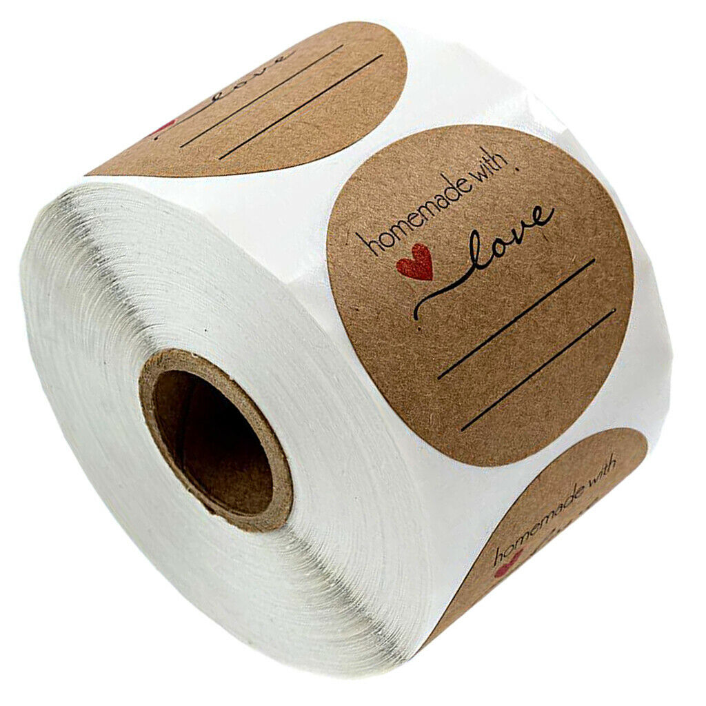 Decorative Sealing Stickers Homemade with Love Labels Roll,500-Pack 1 inch Round