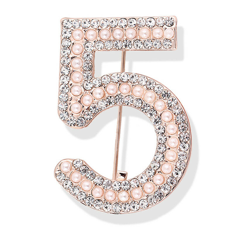 Letter 5 Brooch Pin Rhinestone Crystal Coat Collar Brooch Wedding Jewelry Gif Tt