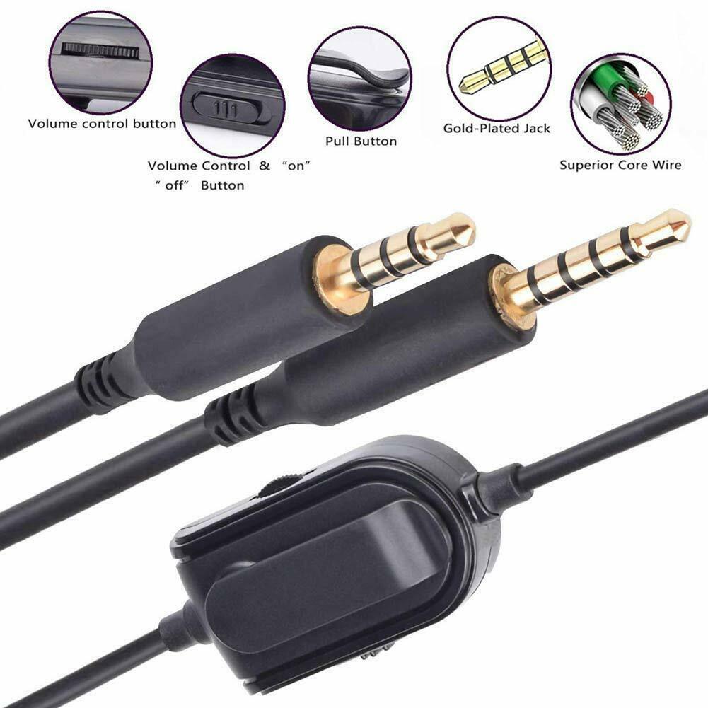 2m Mobile Aux Cable w Mute Volume Control for Astro Gaming Headset A30 A40 Chat
