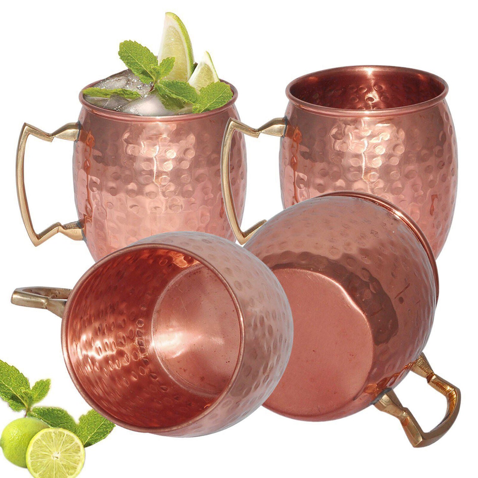 Moscow Mule Mug Cup Drinking Hammered Copper Brass Steel Gift Set 18 oz New