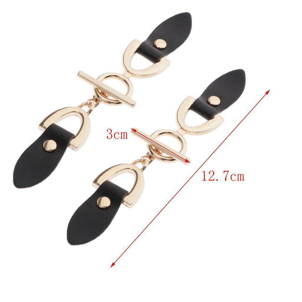 2 Pairs Sew on Leather Sewing Buckle with Metal Clasp Hook Sewing Fasteners
