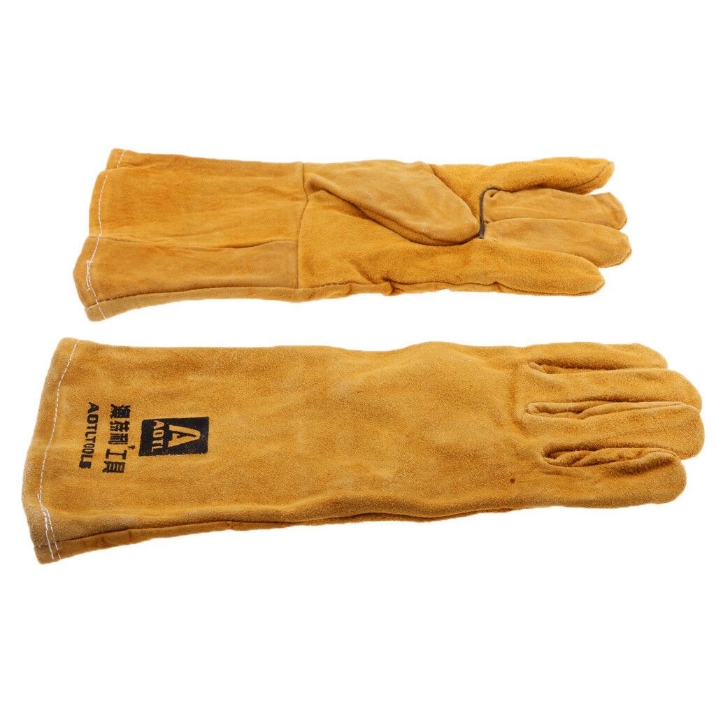 Pair Lightweight Tig Mig Welding Heat Resistant Work Gloves Cowhide leather