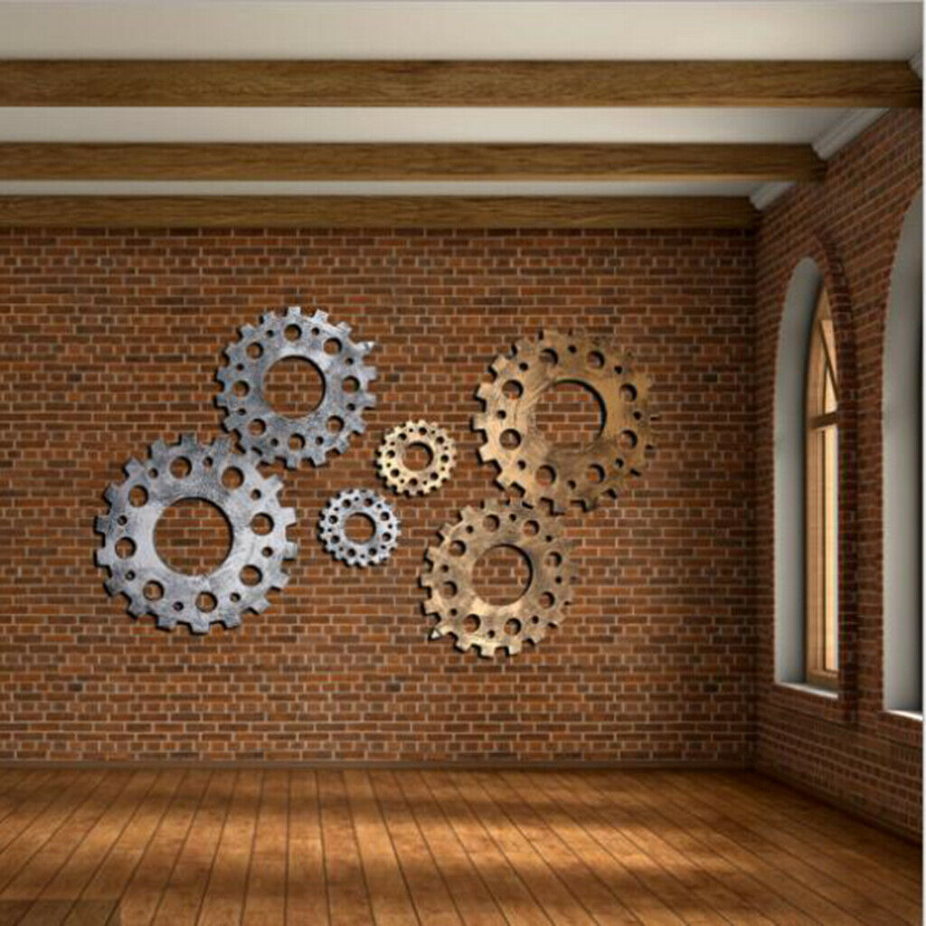 2Pcs Shabby Chic Wood Wheel Gear Art Steampunk Gear Crafts Hanging Bar