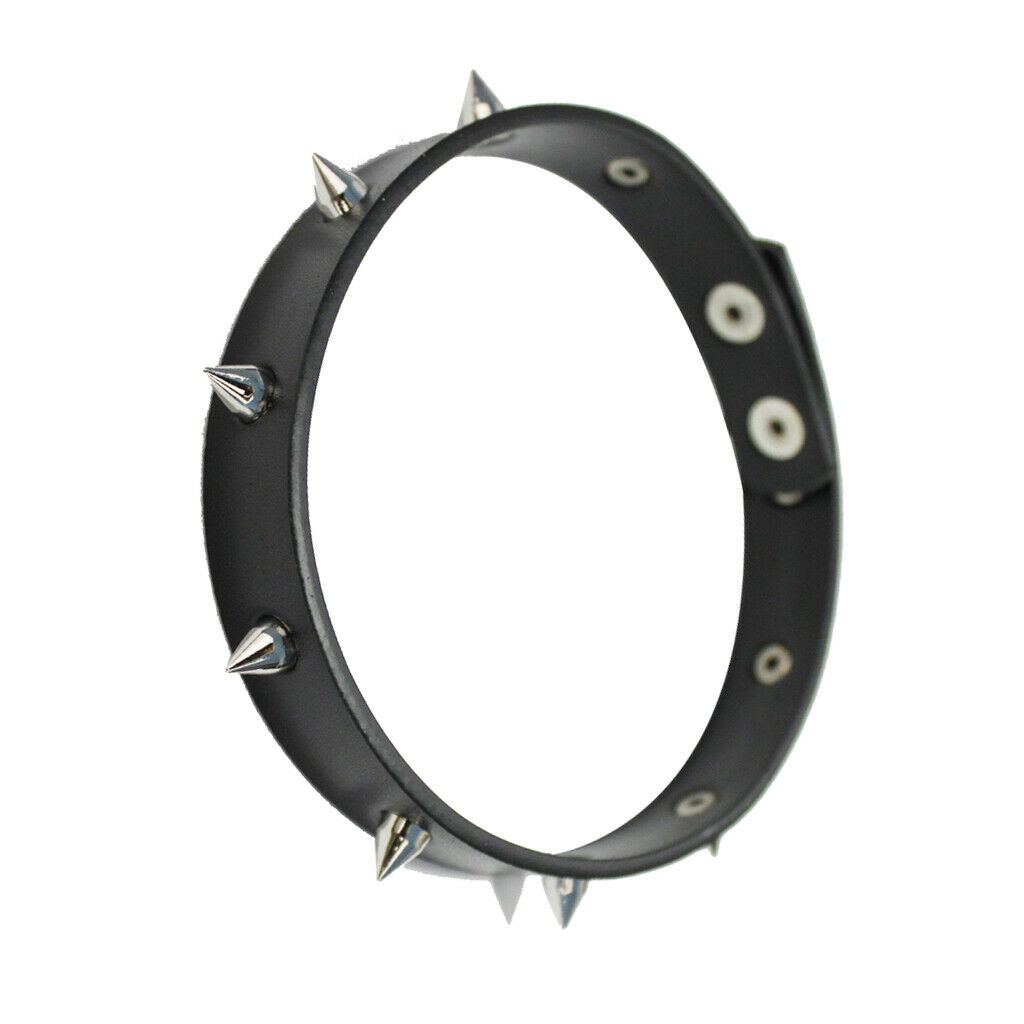 2 Pieces Punk Rock Gothic Leather Spike Rivet Stud Collar Choker Necklace