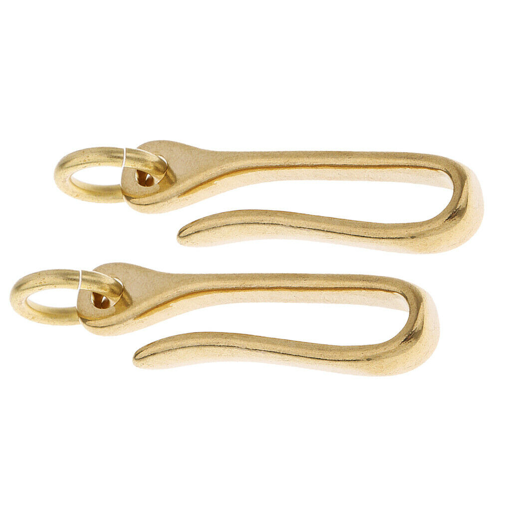 2 Pack Solid Brass U Hook Loop Keychain Belt Wallet Clips Holder
