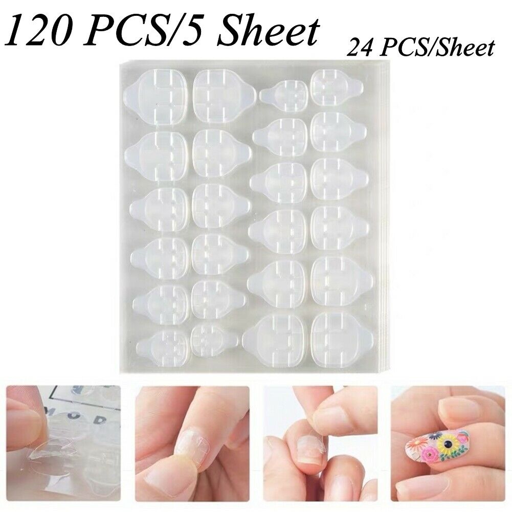 5 Sheet Jelly Nail Glue Patch Double Sided Adhesive Gel Super Sticky Clear Patch