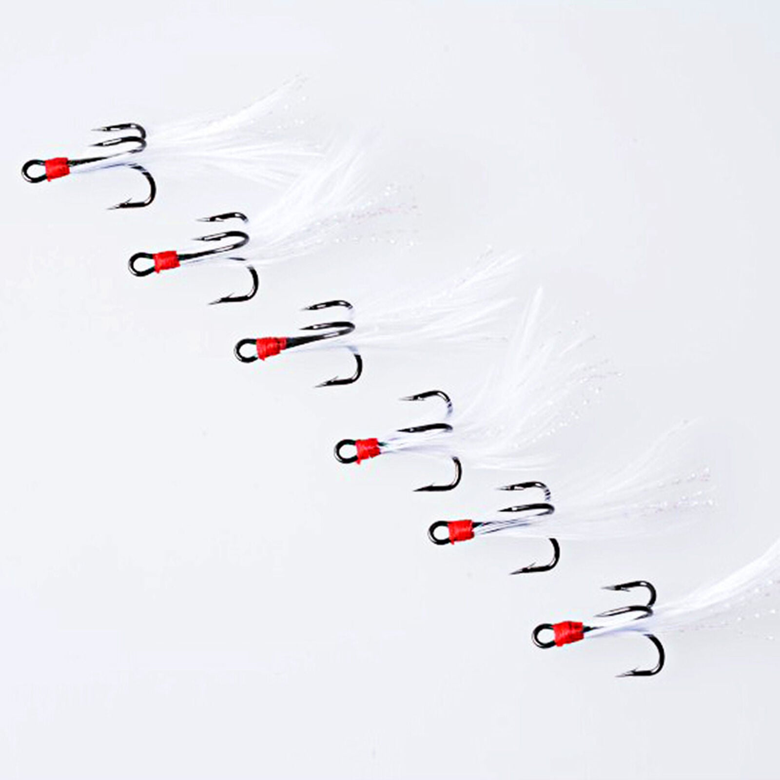 Lot 10pc #10 Fishing Hooks & feather for Fishing lure Crankbait Minnow Popper