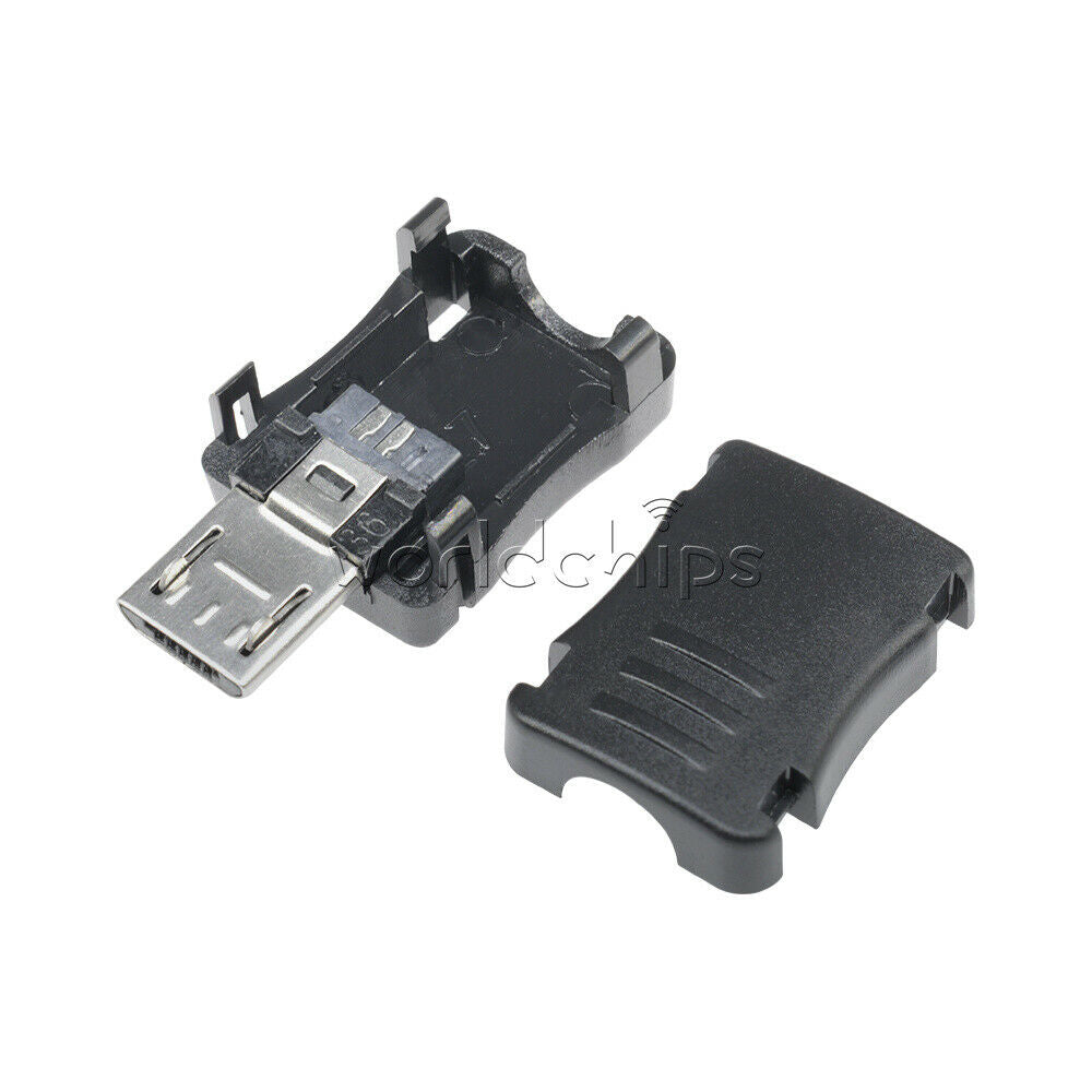 10pcs Micro USB 5 Pin T Port Male Plug Socket Connector&Plastic Cover DIY