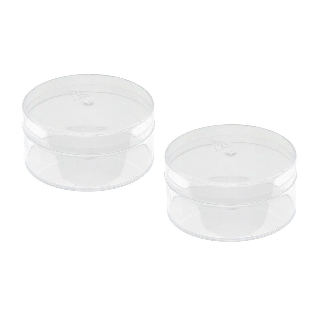 2pcs Round Clear Plastic Box Watch Parts Movement Holder Container 75 x 37mm