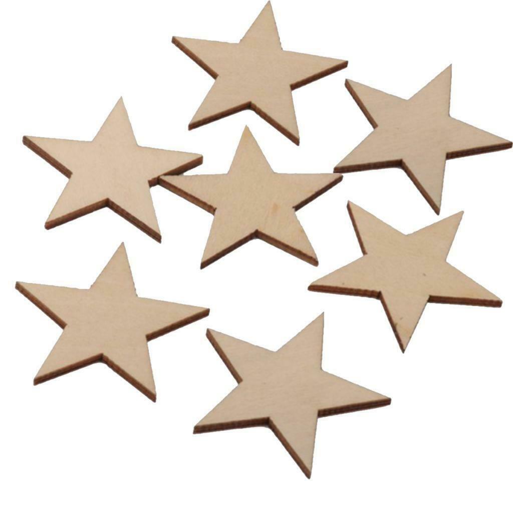 25 Star Shape Wood Piece Slices Art Christmas Tree