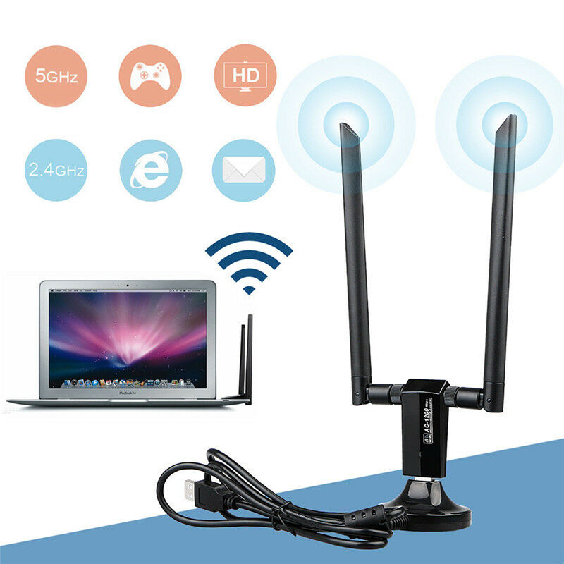 1200Mbps Long Range AC1200 Dual Band 5GHz Wireless USB 3.0 WiFi Adapter AnteDEAU