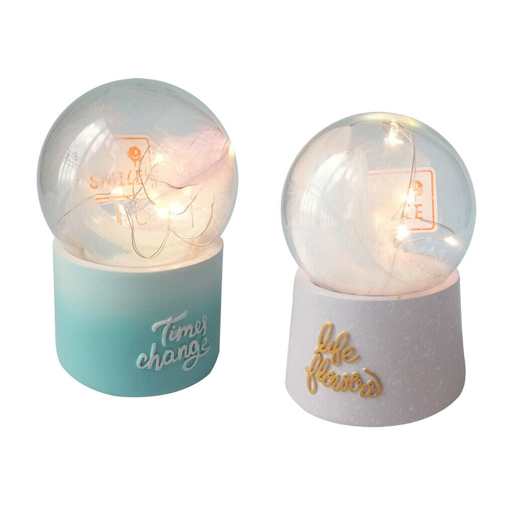 Water Globe Crystal Ball Musical Box Night Lights Battery Powered Pink Blue