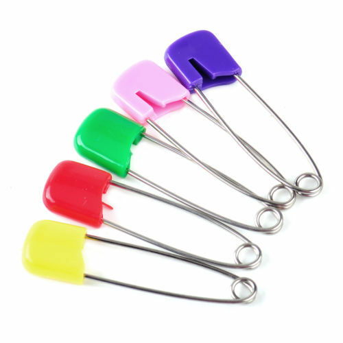 100PCS NAPPY SAFETY PINS Metal Plastic Craft Scrapbook Sewing Baby diaper