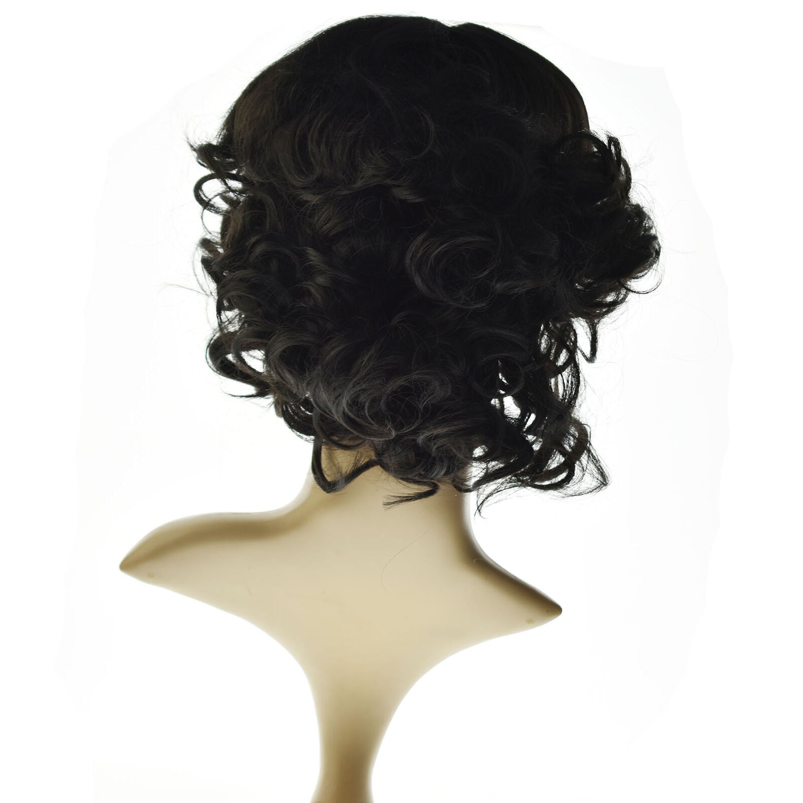 Ladies Short Curly Wigs Hair Pixie Wavy African Bob with Bangs Full Wigs Black