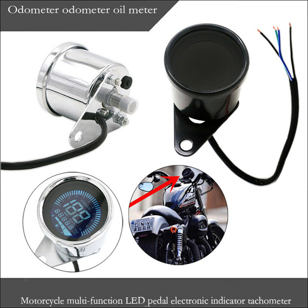 Motorcycle Multifunction Odometer Tachometer Fuel Level Gauge LED Indicator