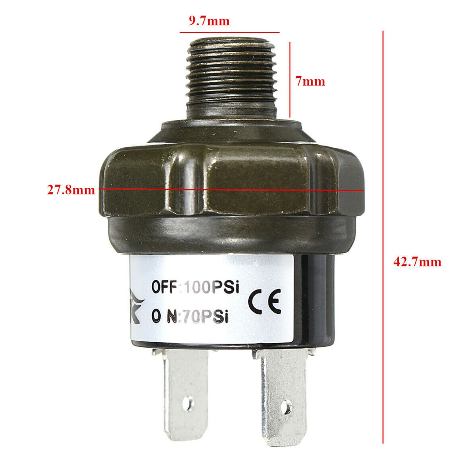 1/8" NPT Air Compressor Tank Pressure Control Switch 70psi ON 100psi OFF 12V 24V
