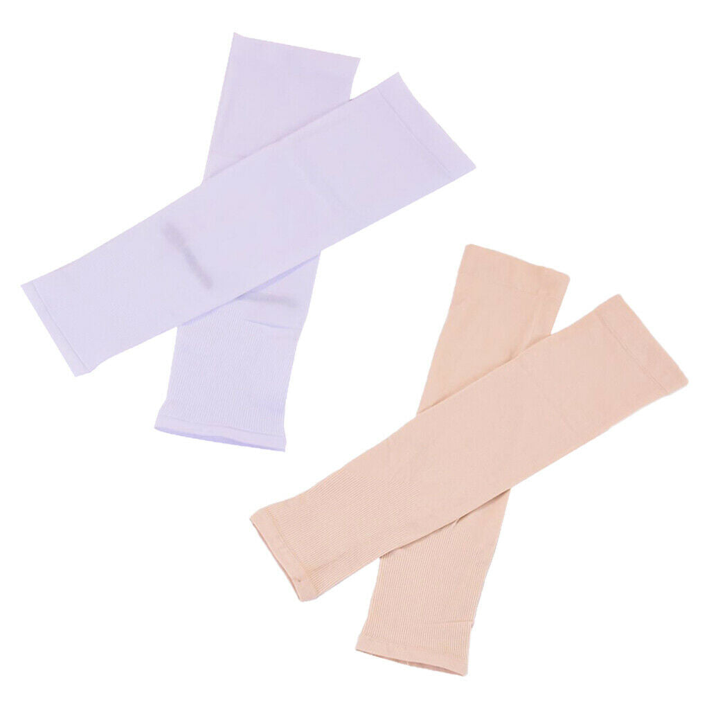2 Pairs Outdoor Sunscreen Anti UV Extra Long Cooling Arm Fingerless Gloves