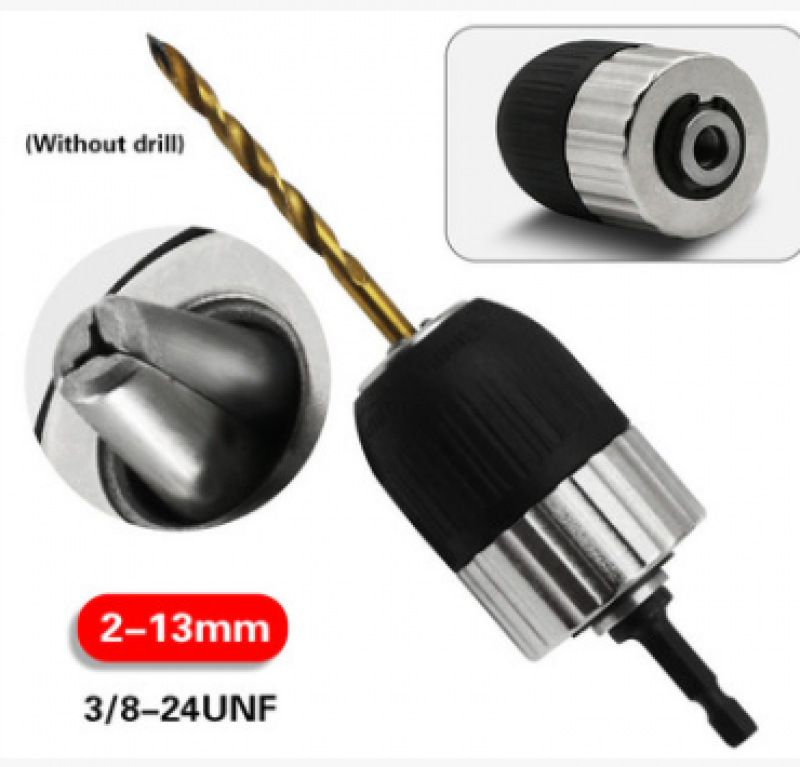 13Mm 3/8-24Unf Semi-Metal Hand-Tight Drill Chuck with Hexagonal Column Thread