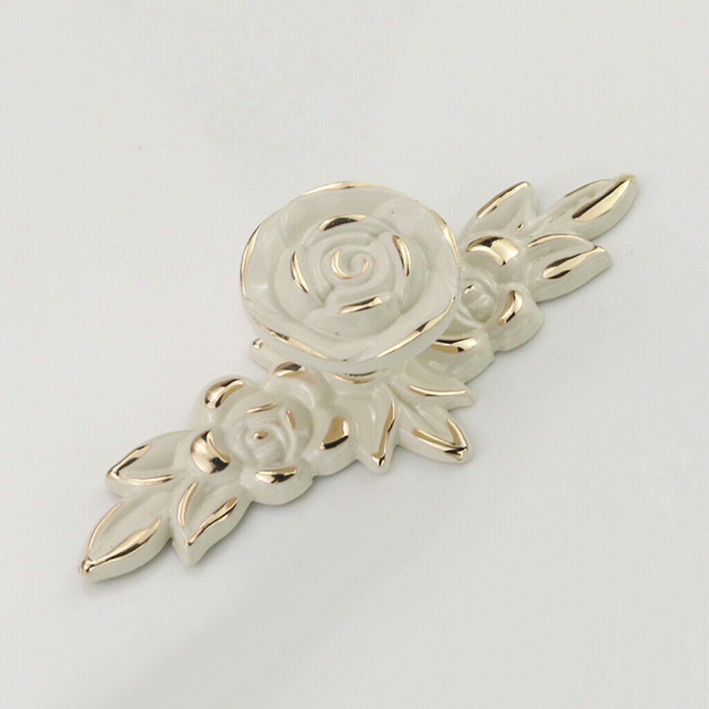 Roes Pull Knob Handles for Cabinet Drawer Cupboard Wardrobe Door_Gold White