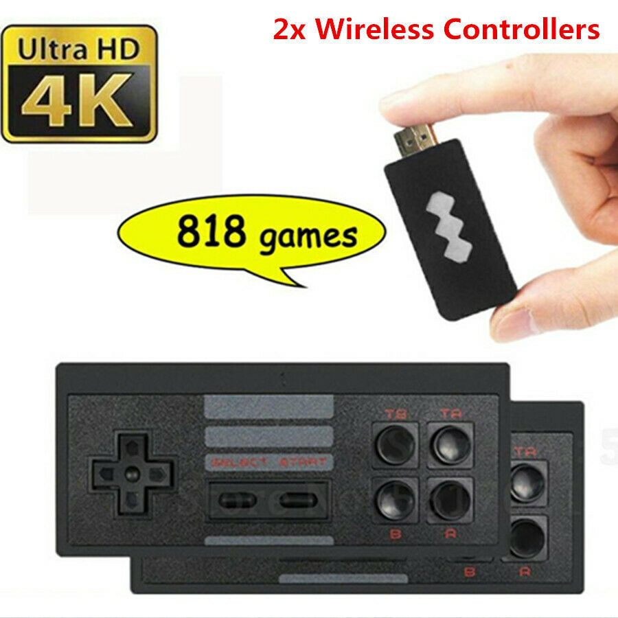 Mini Retro Game Console Built-in 818 Classic Games with 2x Wireless Controllers