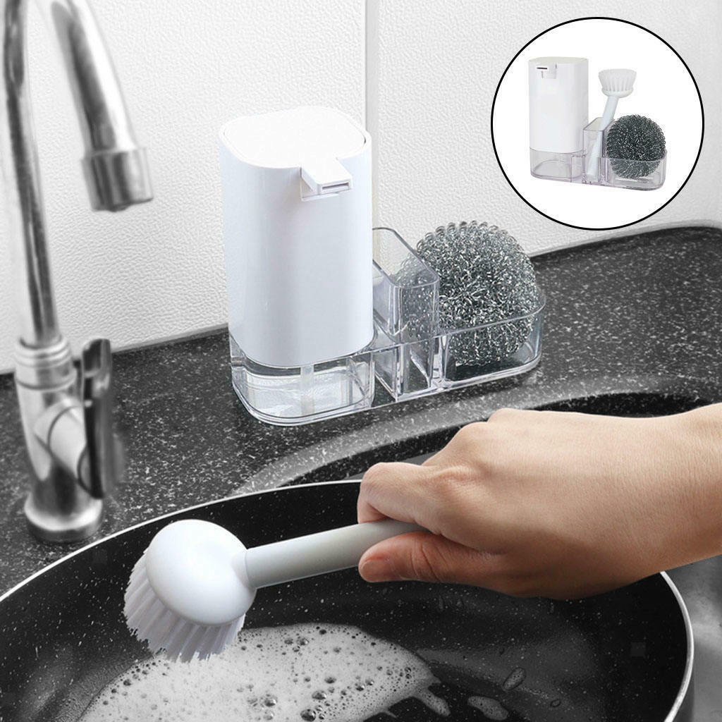 Detergent Bottle Bathroom Brush Washing Sponge Brush Organizer Rack Sink