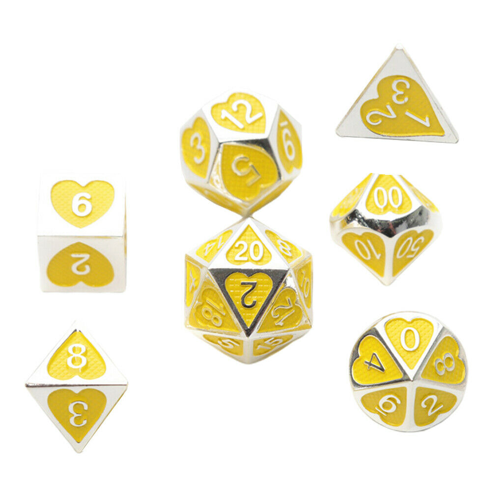 Set of 7 Heart Shape Multi Side Dice Set for MTG DND RPG Party Supplies A