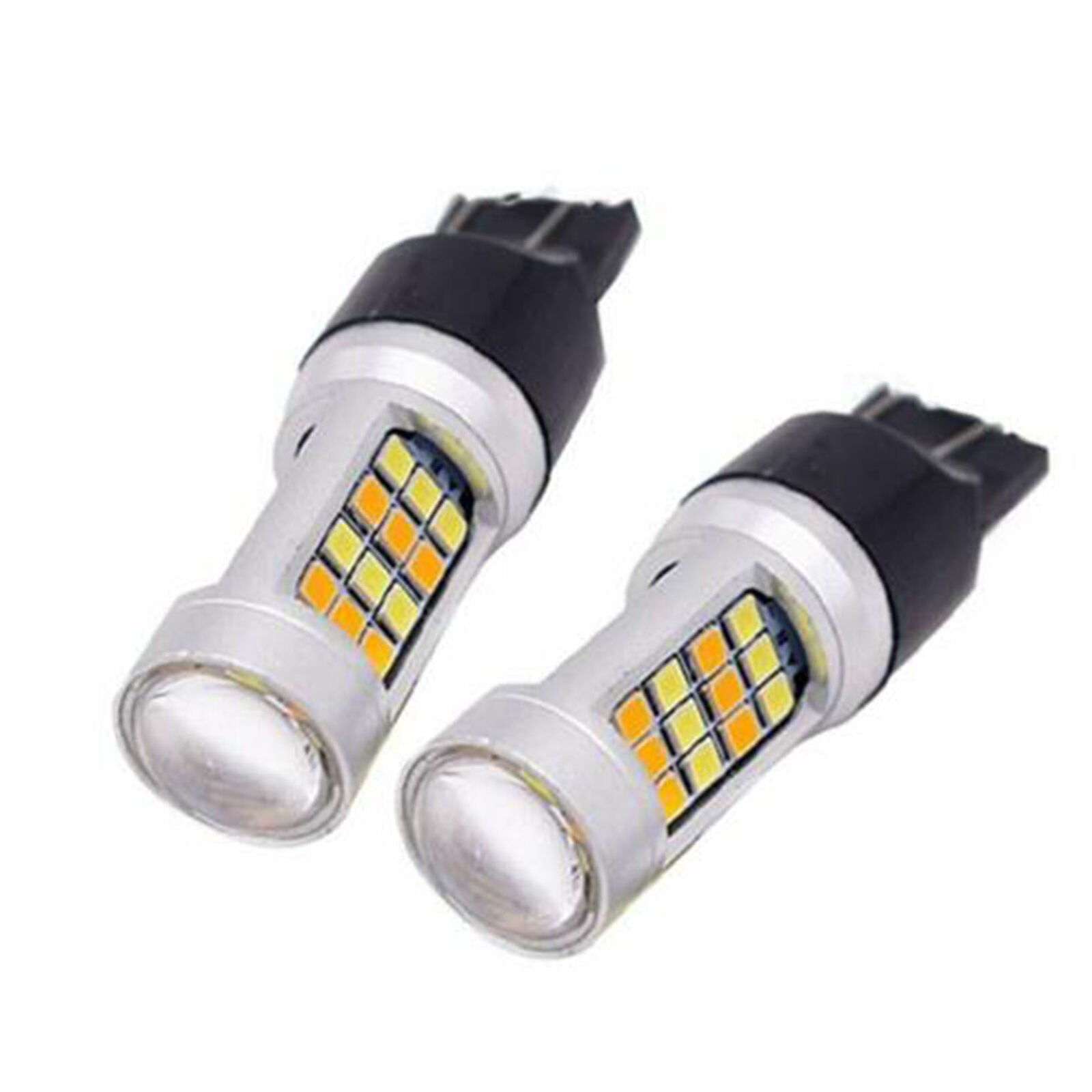 2X 7443 7440 7444 LED Turn Signal Switchback White/Amber DRL Parking Light Bulbs