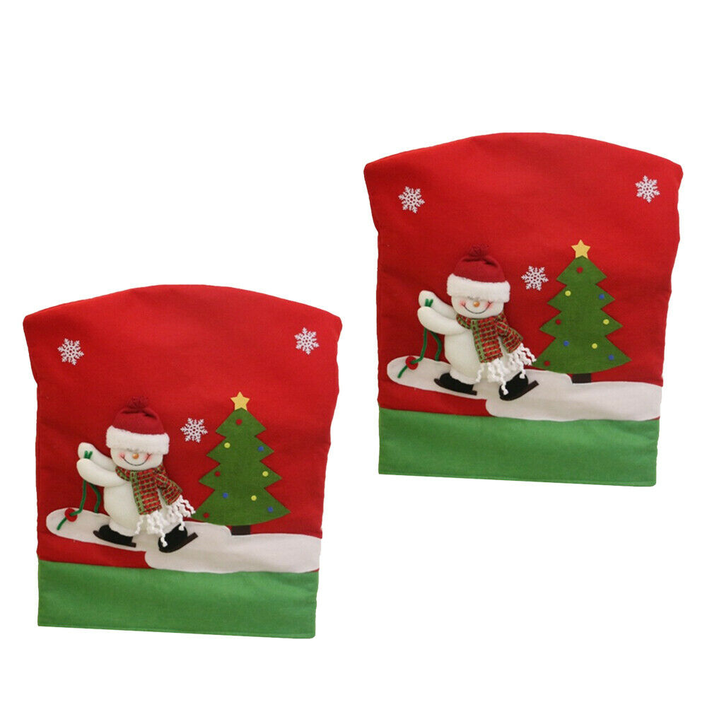 Pair of Chair Covers Seat Cover Santa Claus Hat Seat Cover
