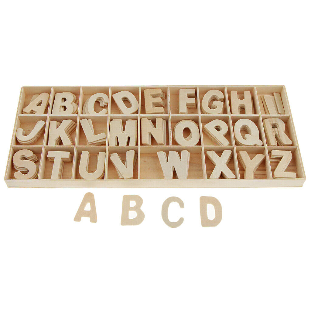 156PCS Wooden Letters,Wooden Craft Letters Shapes with Storage Tray Set,Kids