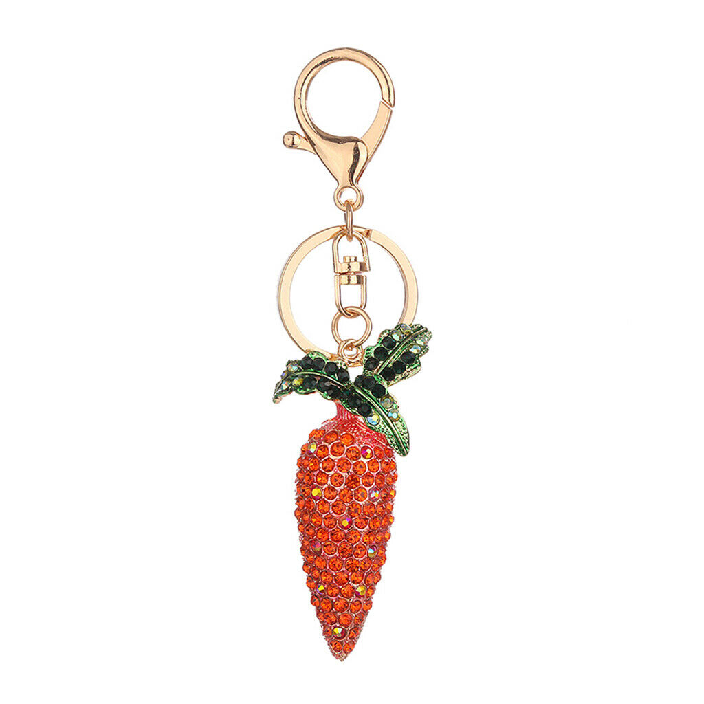 Rhinestone Key Chain Car Key Ring Accessory Crystal Bag Decor Keyring Orange