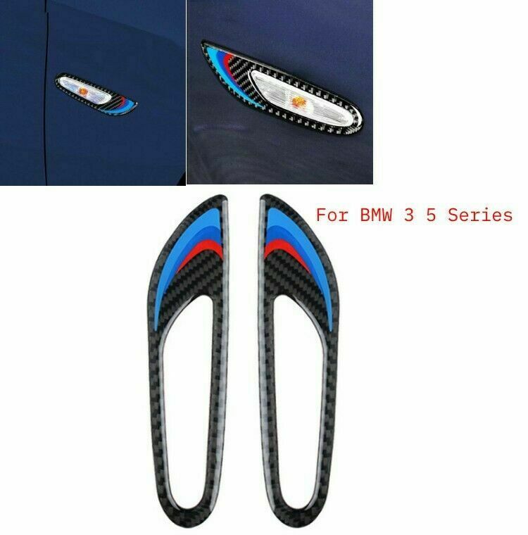 2Pcs Decorative Stickers Accessories Carbon Fiber Black For BMW 3 5Series Newest