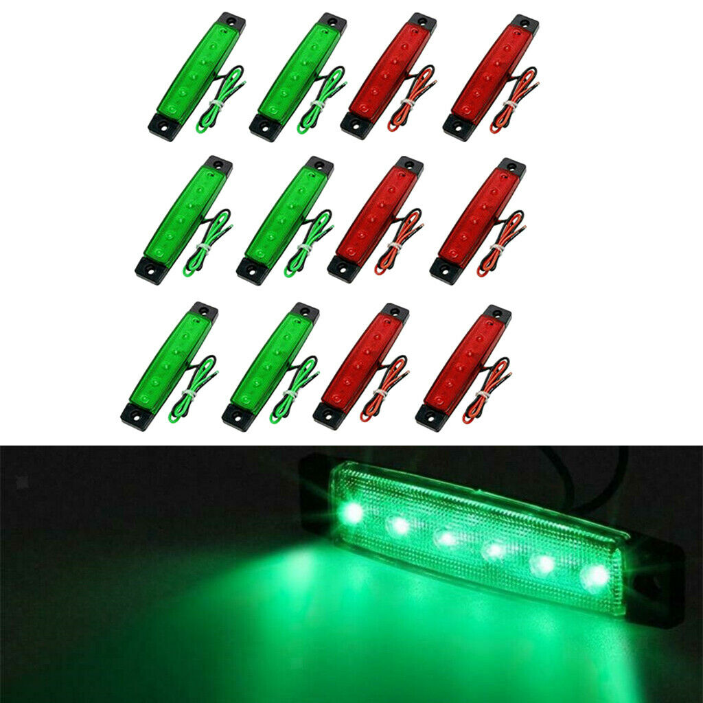 12Pcs Red + Green Boat Navigation Light LED Marine Lamps DC 12V for Kayak