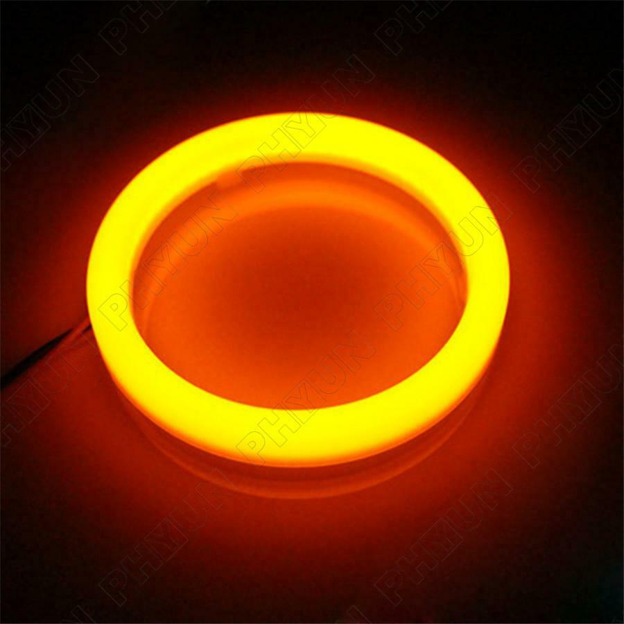 2x Car White Amber 100 MM LED Angel Eyes Halo Rings Headlight DRL Light Retrofit