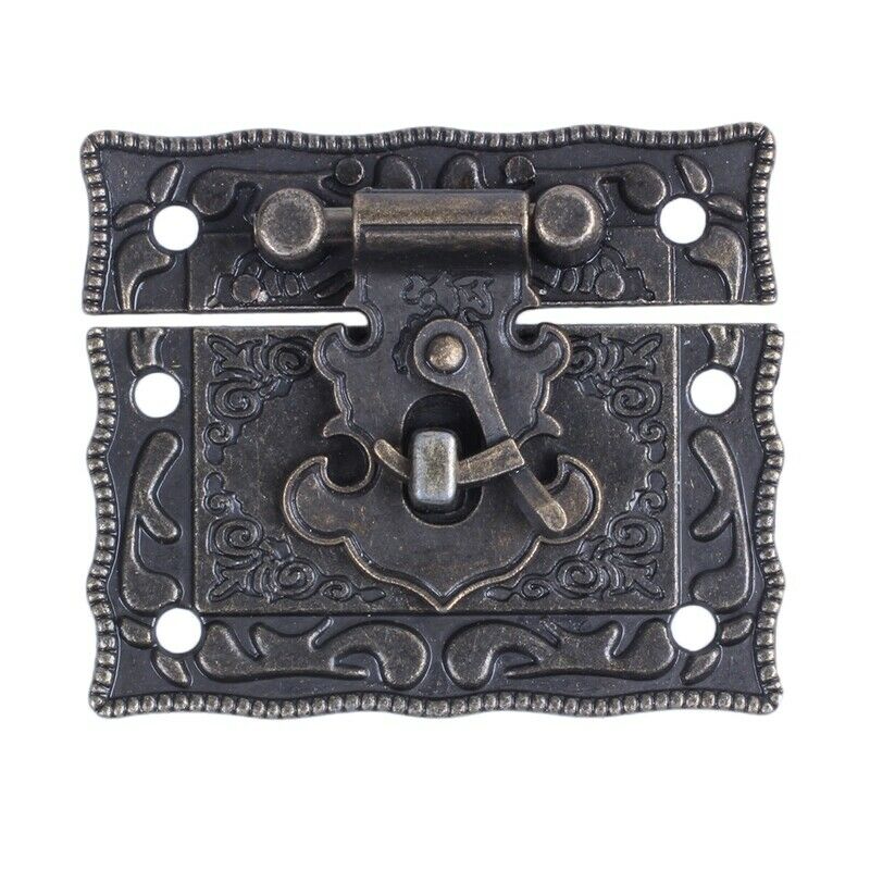 Wood Case Chest Box Rectangle Clasp Closure Hasp Latches Bronze Tone C8K5K5