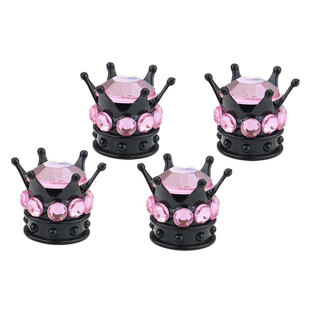 Bling Diamond Tire/Wheel Stem Valve Caps Car Truck Vehicle Red + Pink