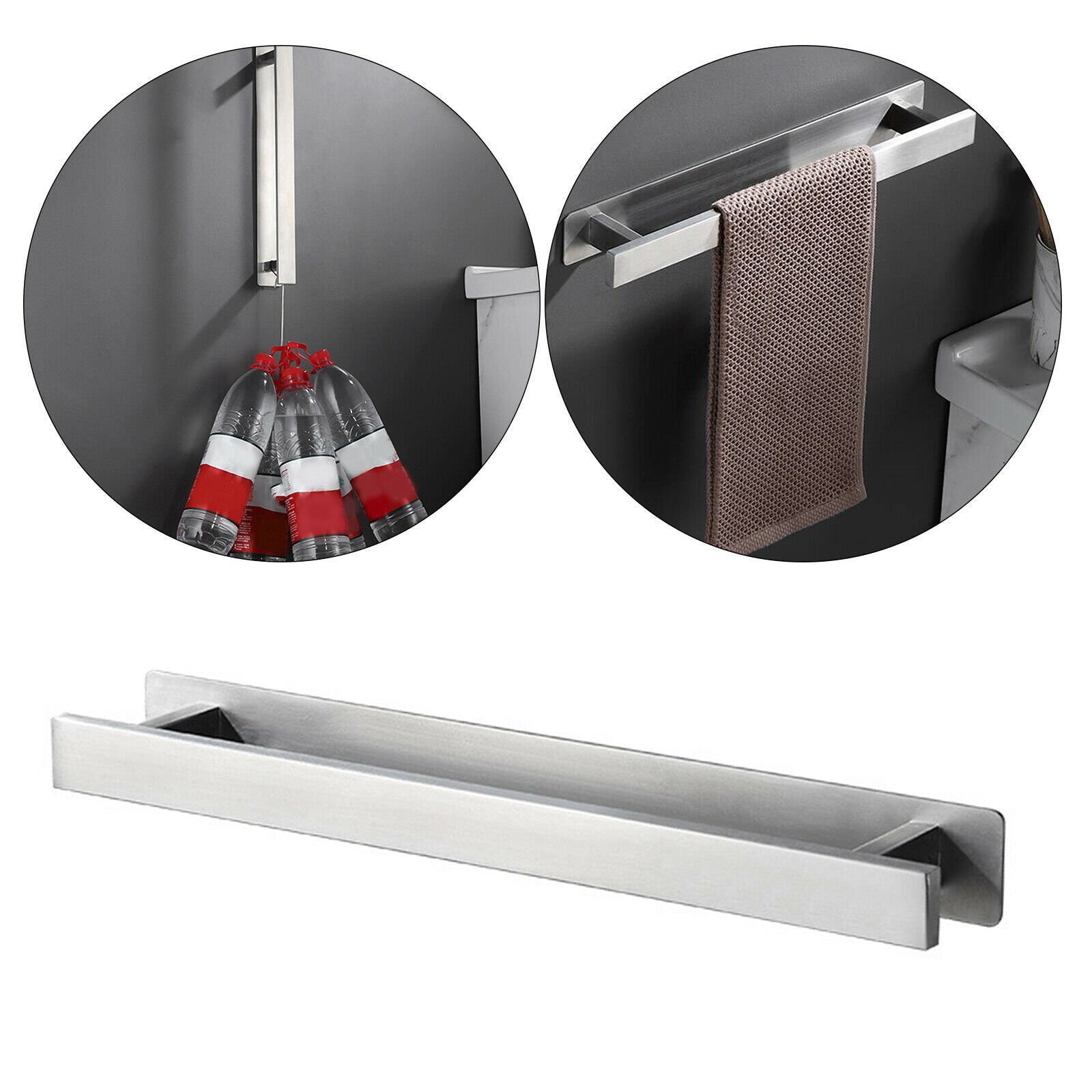 40cm Modern Towel Rail Rack Bar Shelf Hanger Self-Adhesive No Drilling