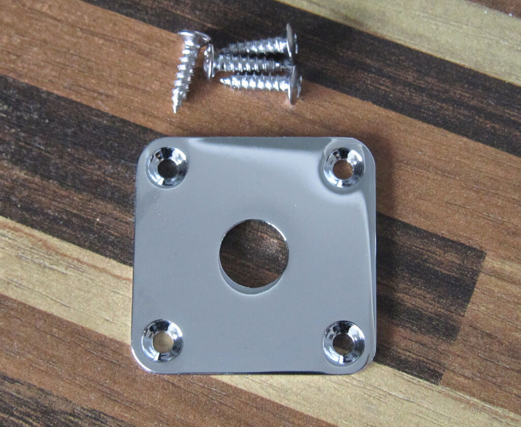 Flat Metal Jack Plate Square Jackplate for Les Paul Chrome